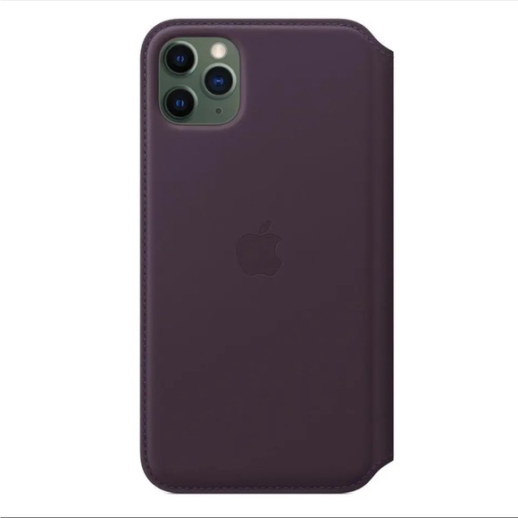 Apple Leather Folio Case for iPhone 11 Pro Max - Aubergine (Purple) New In Box - Picture 1 of 8